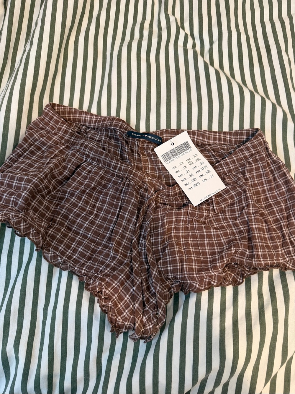 Brandy Melville Brown Plaid Ruffle Bloomer Shorts